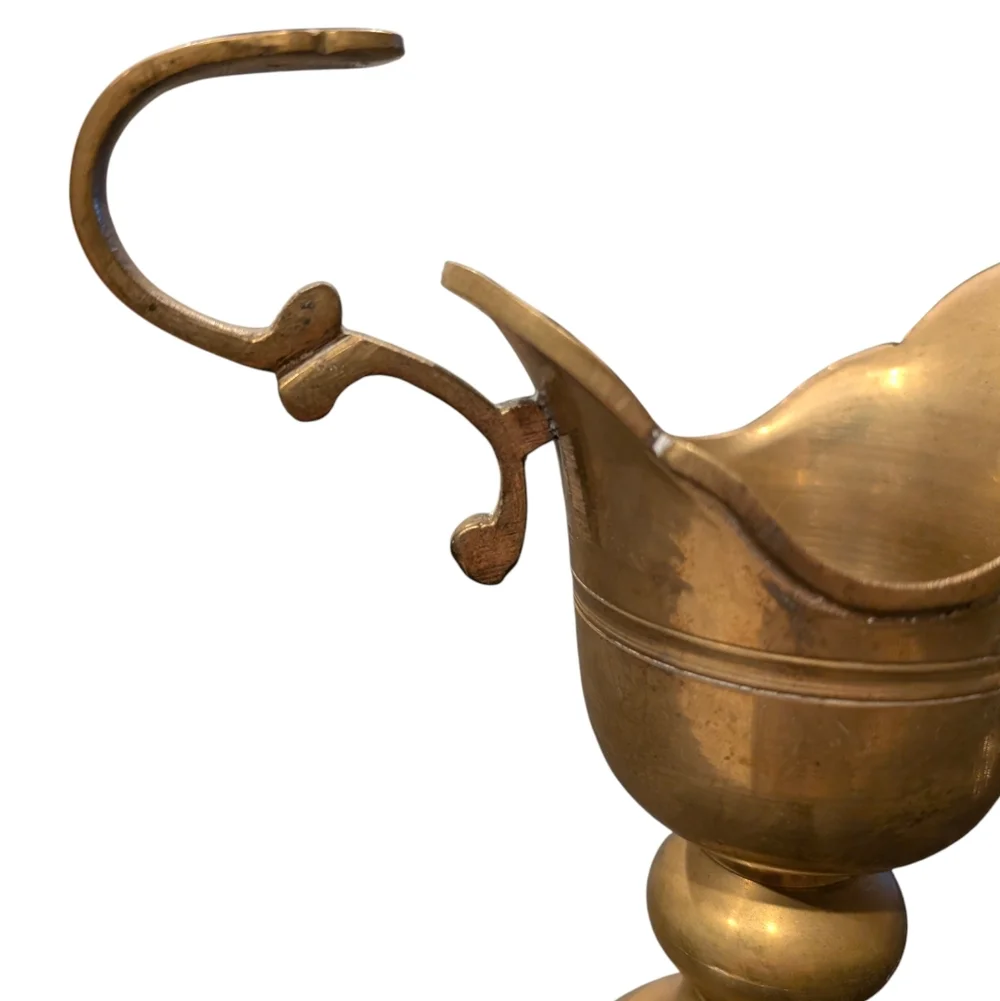 Vintage Brass Pedestal Pitcher. 7